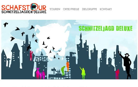 Screenshot der Internetseite: Schafstour - Schnitzeljagd DELUXE